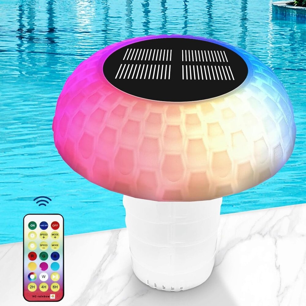 Solar Pool Chlorine Floater, Chlorine Tablet Floater with Colorful Lights 3“ Tab